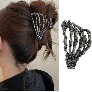 Skeleton Hand Hair Clip - Silver